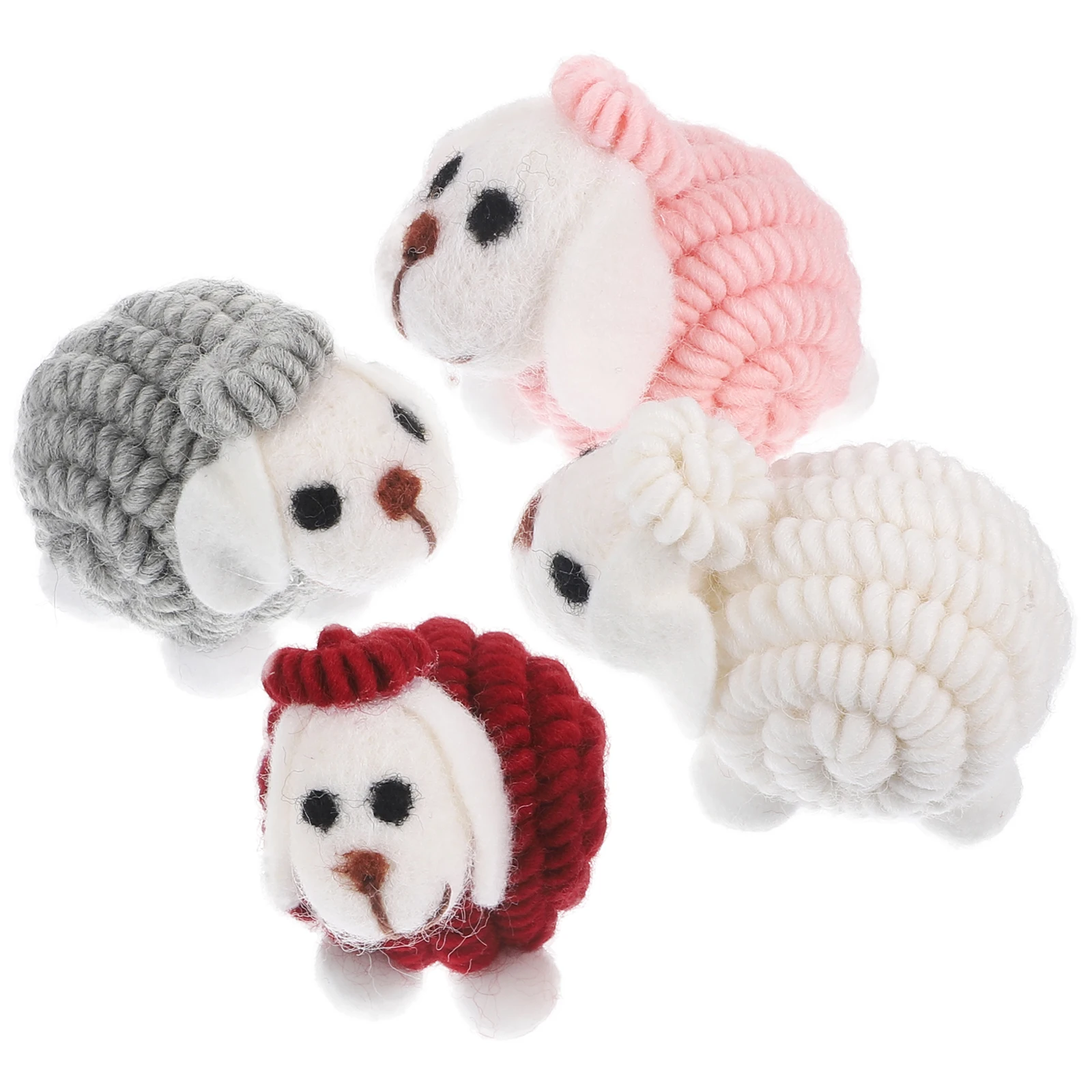 

4 Pcs Decoration Miniature Felt Sheep Decoration nament for Christmas Hanging Pendant Tree Home Party Gift