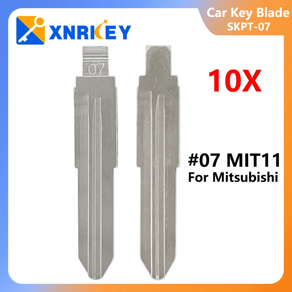 XNRKEY 10pcs 07# MIT11 MIT11R Metal Uncut Blank Flip Remote Key Blade For Mitsubishi