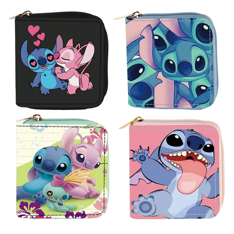 Disney Stitch Wallet Cartoon Stitch Short Coin Purse Multi-layer Card Bag Mini Handbags Zipper Coin Purse Girls Birthday Gift