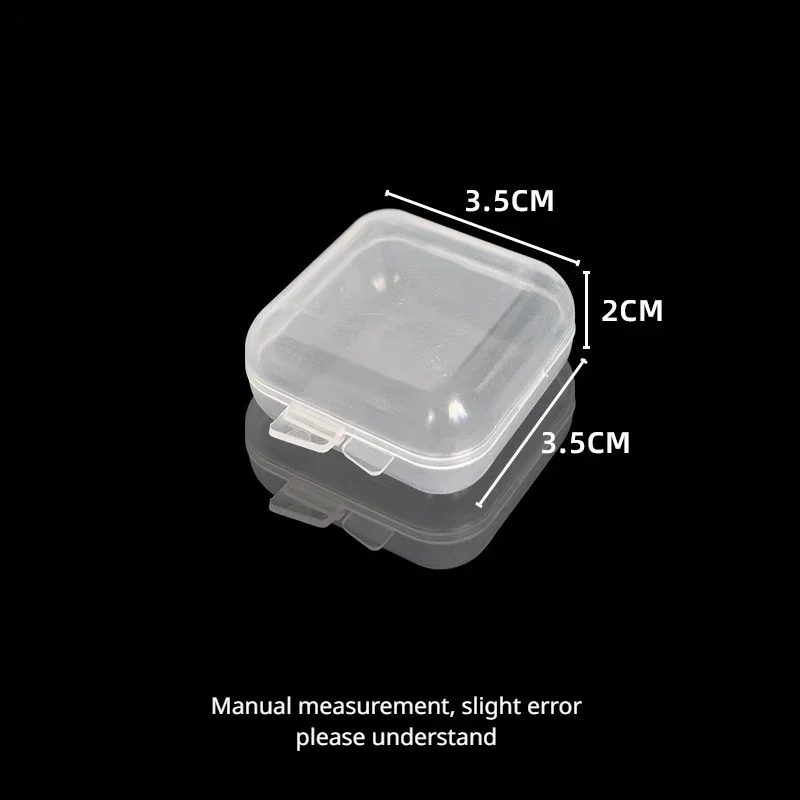 10Pcs Mini Transparent Jewelry Plastic Storage Box Portable Buttons Earplug Badge Beads Brooch Dustproof Waterproof Square Case