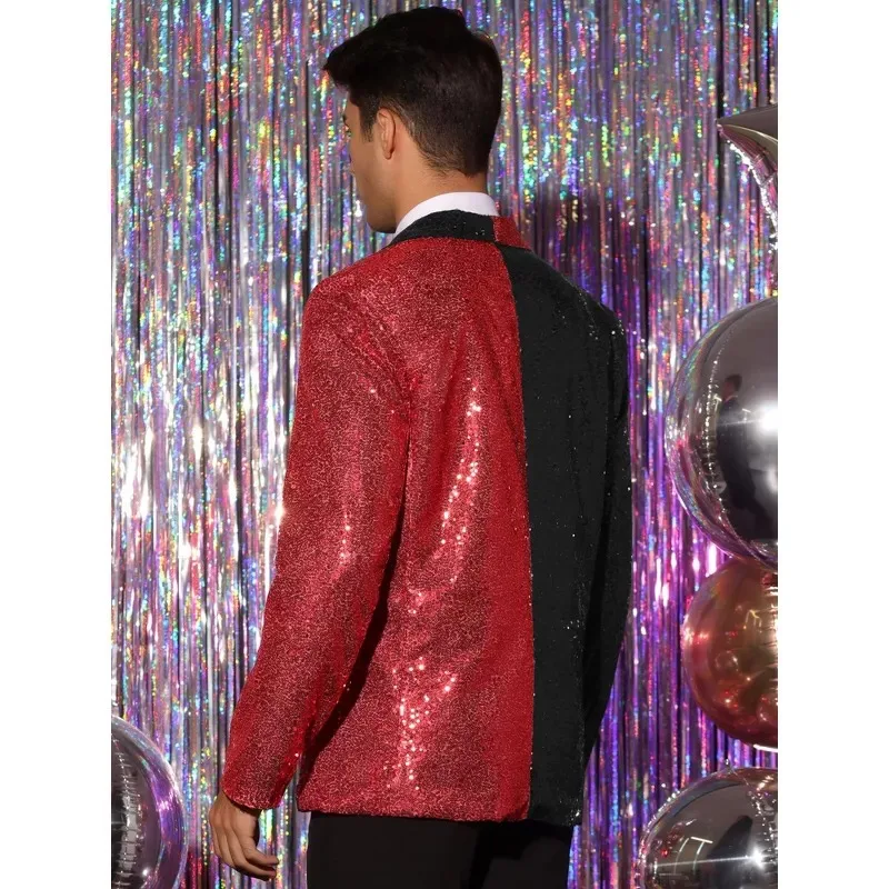 Sparkling Men's Suits Jacket Shiny Sequin Stage Performance Coat 2 Pcs Blazers Pants Shawl One Button Bridegroom Wear Customized