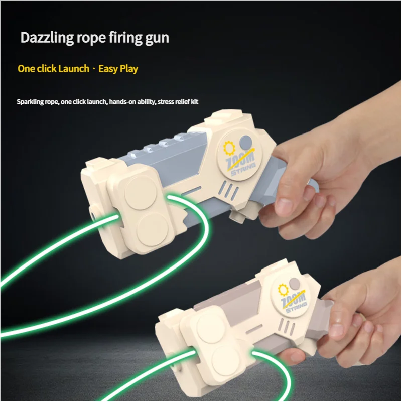 String Rope Glow in The Dark String Rope Launcher Luminous Portable Handheld String Stress Relief Toy For Kids Party Gift