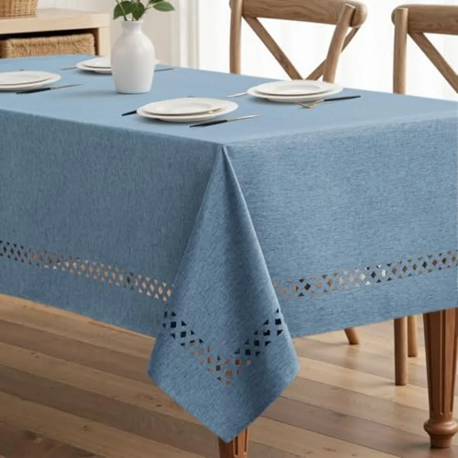 

Rectangle Linen Polyester Tablecloth with Decorative Cutouts Waterproof Stain Resistant and Shrink-Proof Table Cloth 60x120 inc