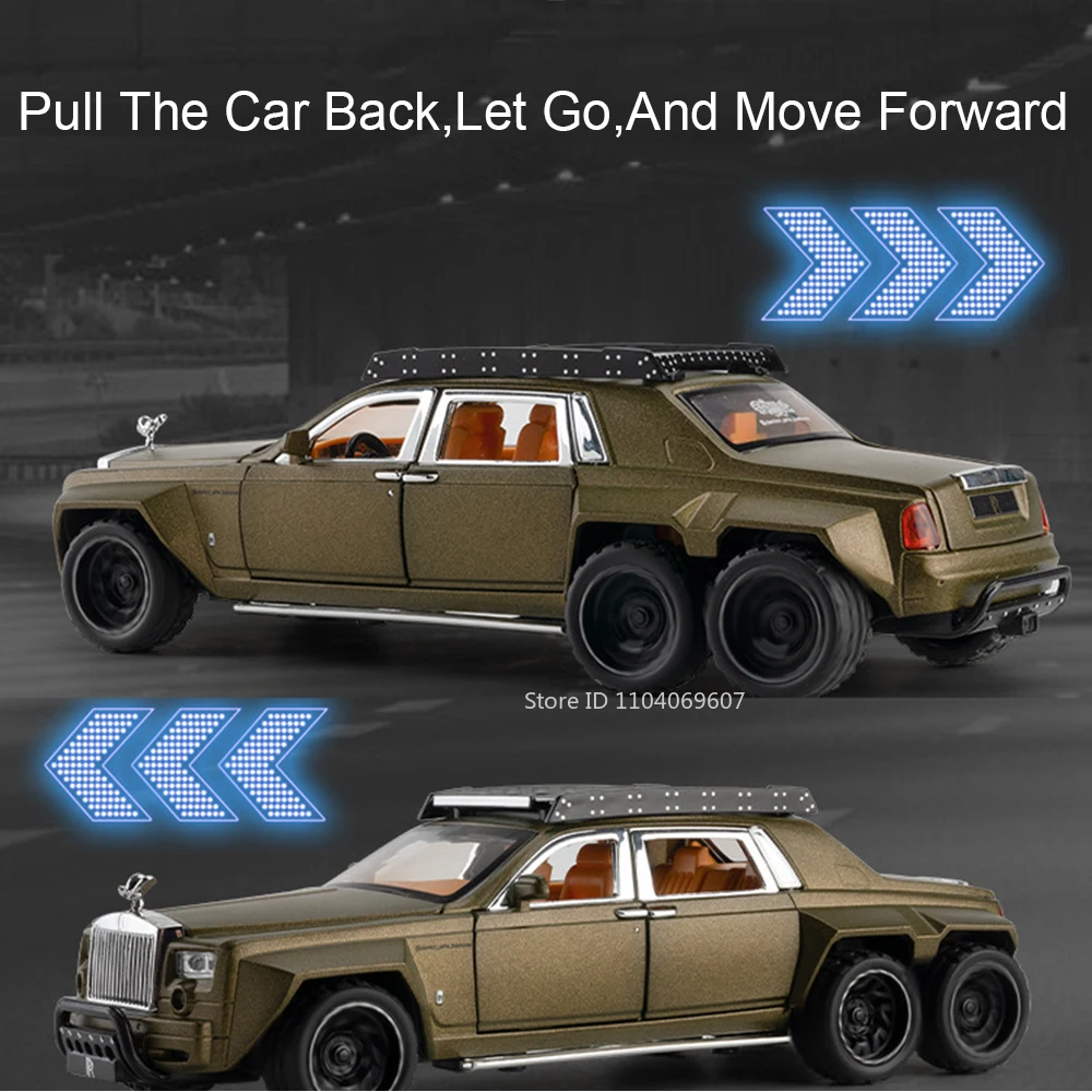1:32 Scale ของเล่นรถ Rolls-royce Phantom รุ่นโลหะผสม Diecast Dawn SUV เสียงดึงกลับประตูเปิด Off-road ยานพาหนะของขวัญ
