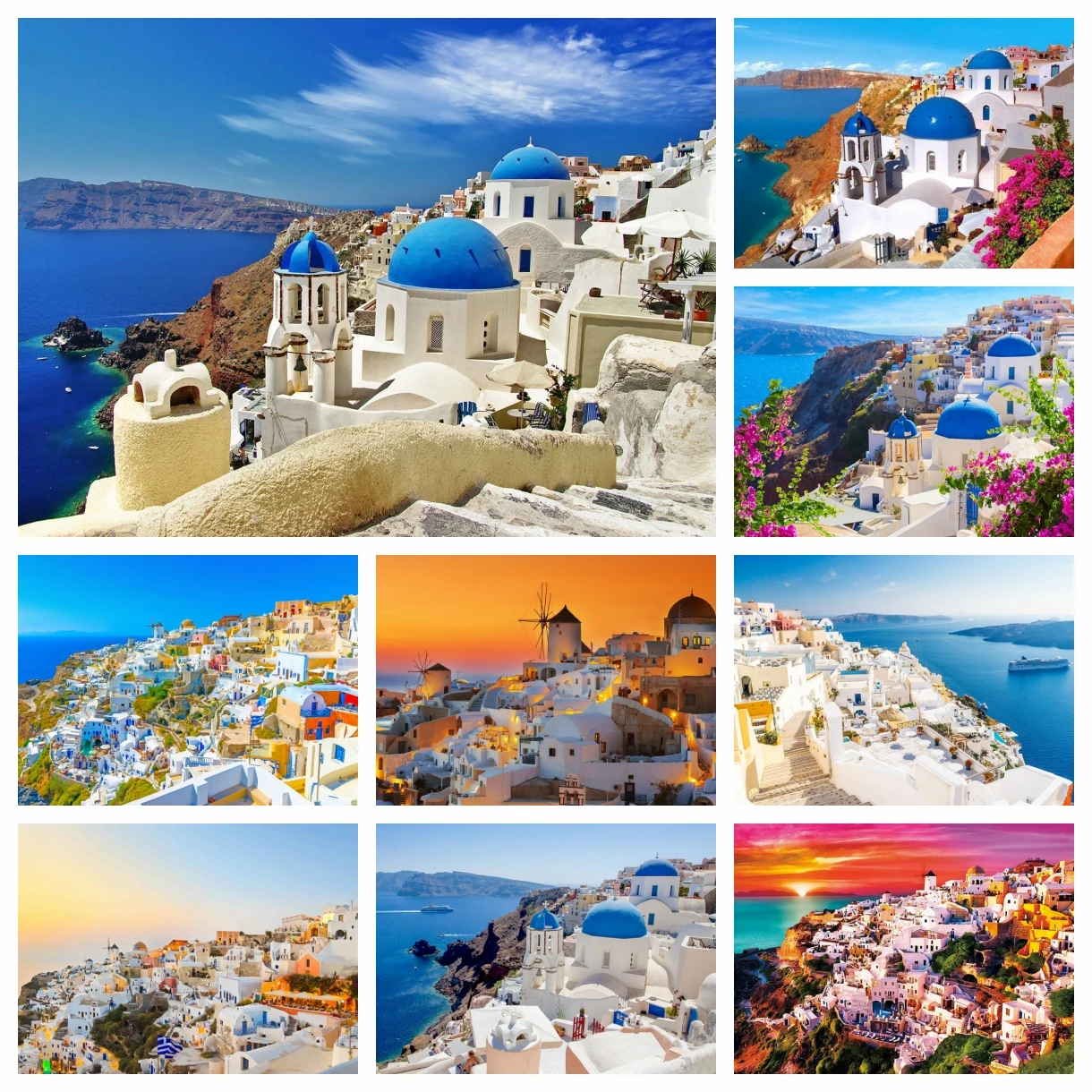 Greece Santorini Island Landscape Diamond Painting Seaside Town Scenery Cross Stitch Embroidery Picture Mosaic Craft Home Decor