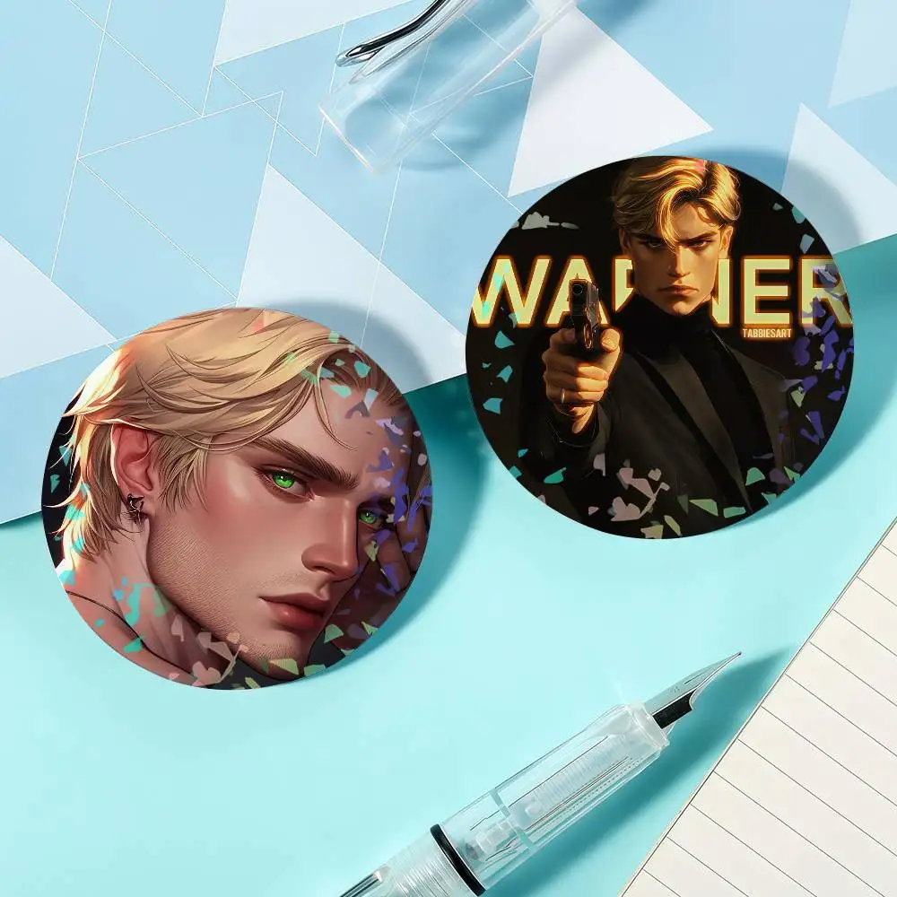 Broche Redondo con Diseño de S-Shatter Me Aaron Warner, Insignia Láser, Broches Creativos para Ropa, Sombreros y Accesorios