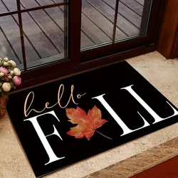 Hello Fall Maple Leaf Welcome Doormat, Flannel Non-slip Mat, Autumn Decor Entrance/kitchen/bathroom/terrace/balcony 40x60cm.