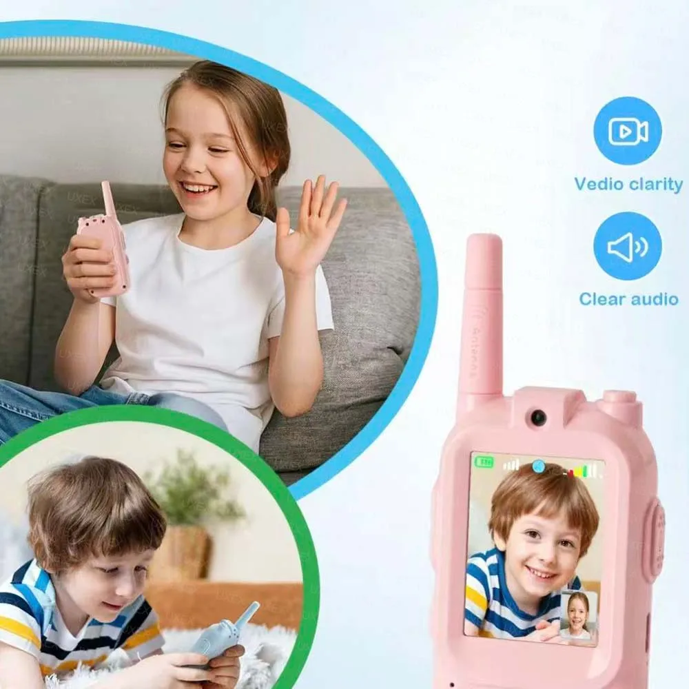 جهاز اتصال داخلي عبر الفيديو للأطفال بشاشة عالية الوضوح مقاس 2 بوصة خطوط صوتية قابلة لإعادة الشحن بنقرة واحدة اتصال داخلي كرتوني هدية للأطفال