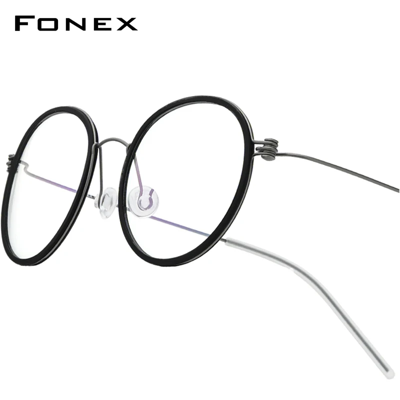 

FONEX B Titanium Eyeglasses Frame Men Brand Design Round Frames Women Glasses Ultralight Weight Morten Korean Screwless Eyewear