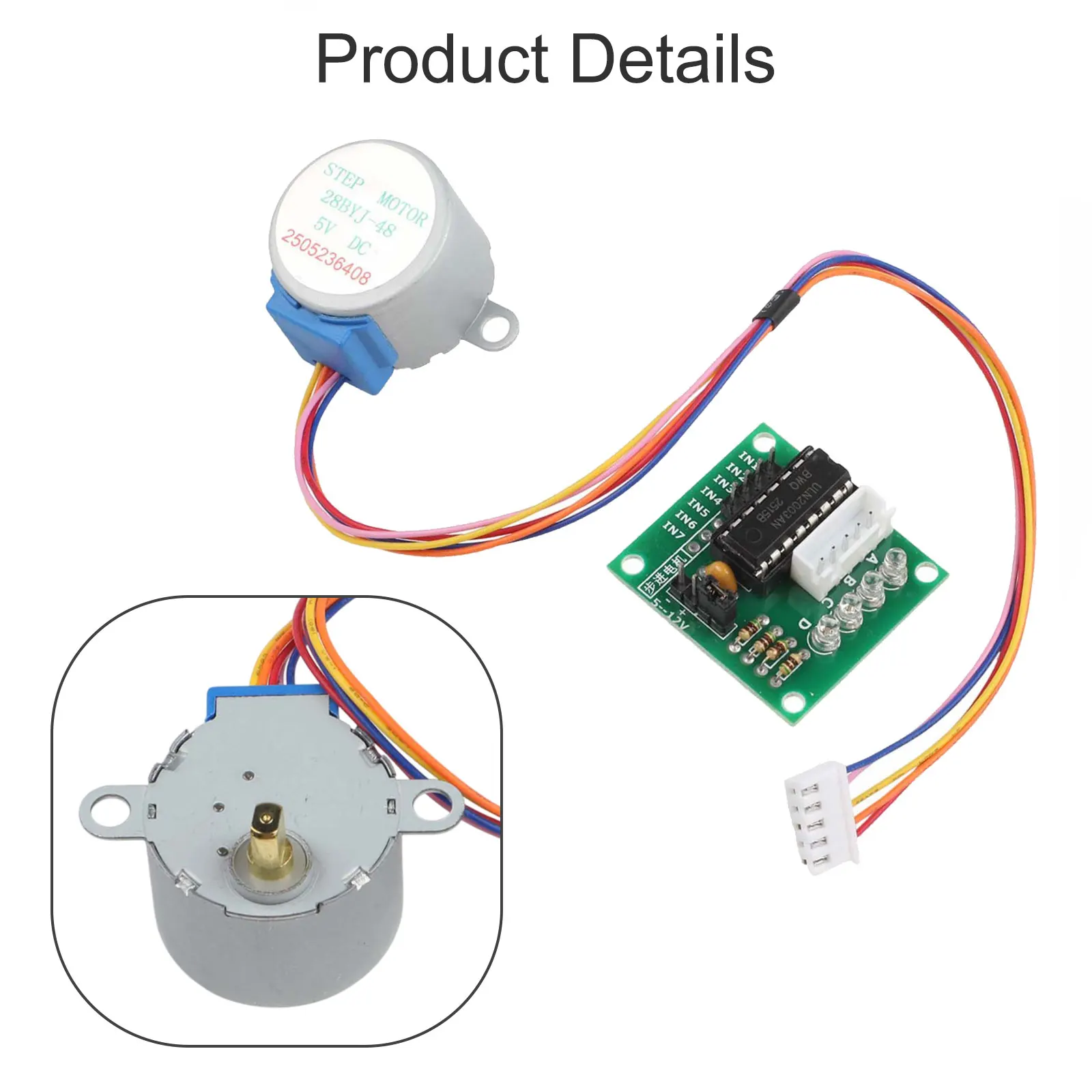 5V Stepper Motor 28mm with ULN2003 Driver Board for Arduino Compatible Automation LED Indicators A B C D 5.625 Degree Step