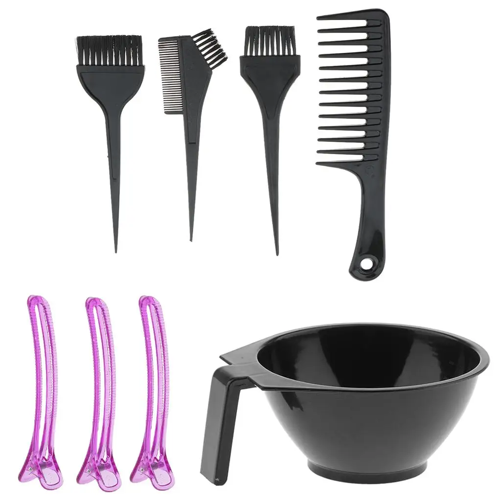 

8Pcs professional barber Hair Dyeing Brushes 2 Sided Comb Tint Bowl Styling Tools Set