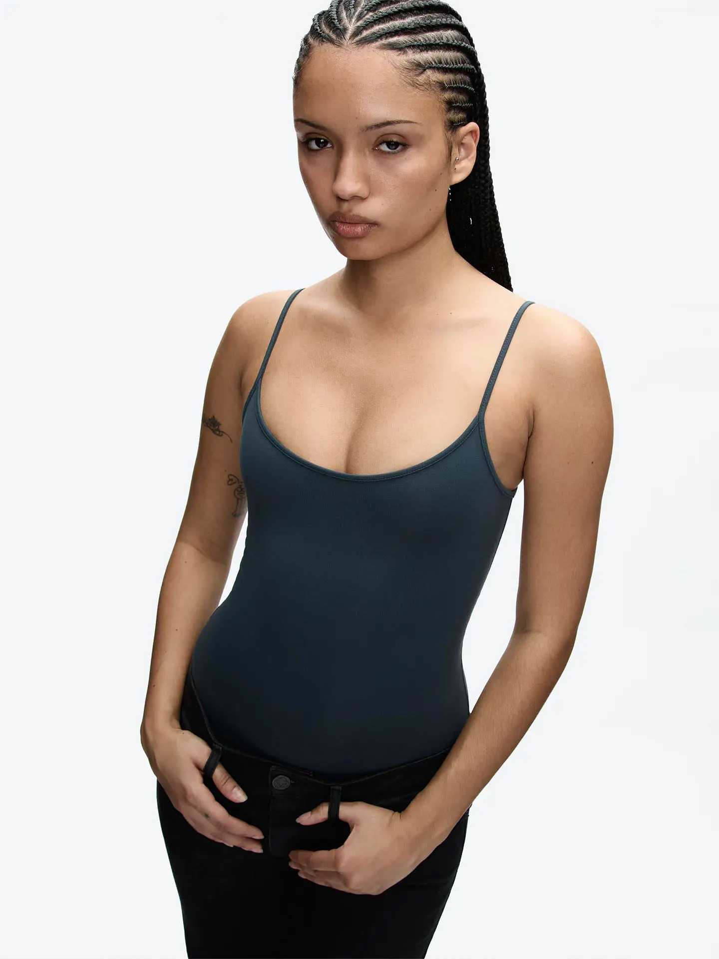 Tank Black and White Solid Color Halter One-Piece Dress, Shanjiu Purple, Instant Blue, Minimalist Tight Bodysuit Top