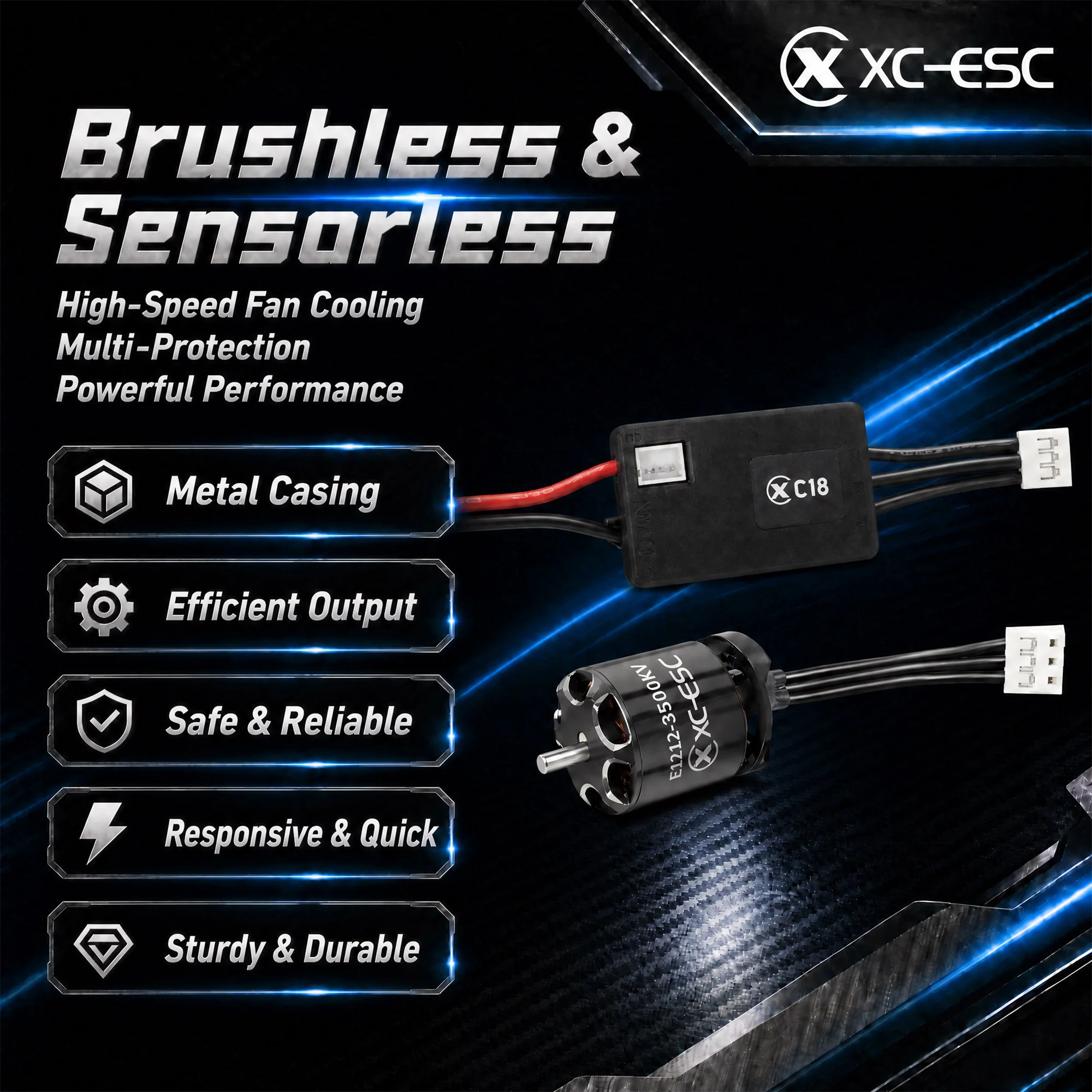 XC-ESC C18 30A ESC E1212 3500KV Motor Brushless Combo for 1/18 1/24 RC Model Car Buggy Truck Racing Accessories - view 6