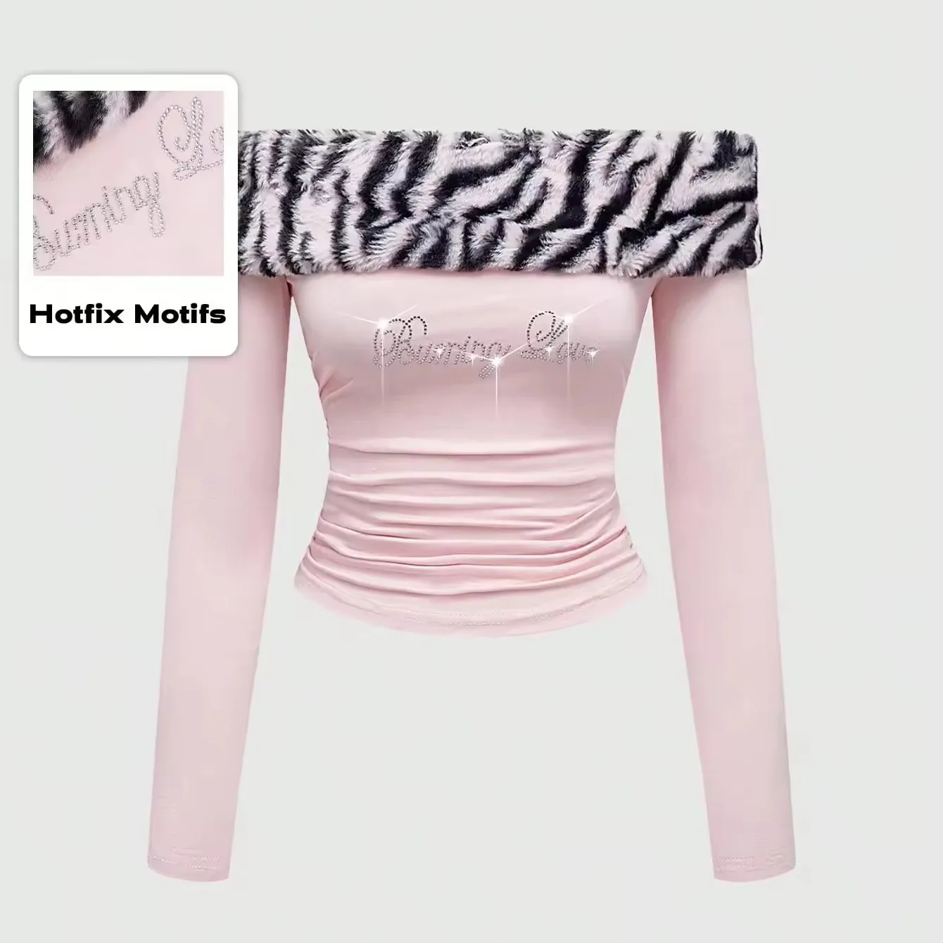 

Y2K Spicy Girl Сексуальные футболки с открытыми плечами и стразами, плюшевые леопардовые футболки с длинными рукавами, облегающие модные роскошные элегантные укороченные топы, жилет