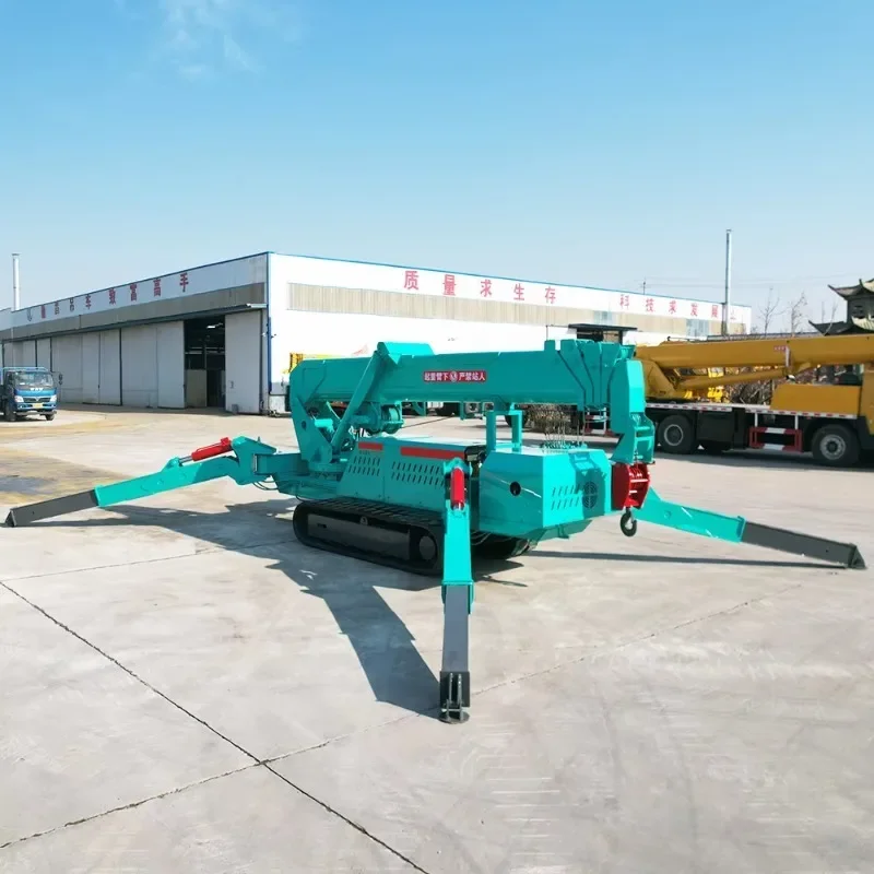 Compact Spider Crane 12 Ton Hydraulic Telescopic Boom Wireless Remote Control Stabilizer Legs Safe Lifting Slopes Hot Sale