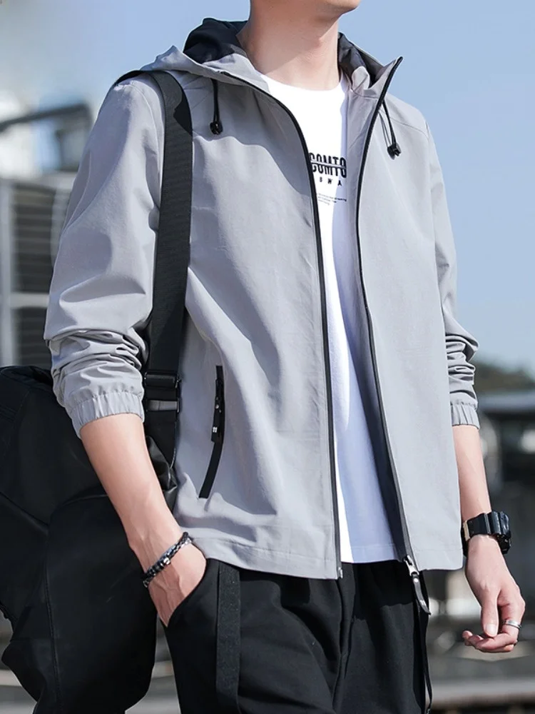 

Paul Men's Slim Fit Casual Jaet Spring Autumn 2025 New Sle Hooded Versatile Faionable Polyester Fiber Long Sve Zipper