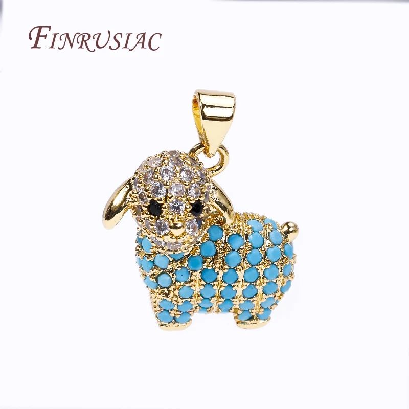 18K Gold Plated Brass with Zircon Penguin/Sheep/Cat Pendant Animal Christmas Charms for Jewelry Making DIY Necklace Accessories