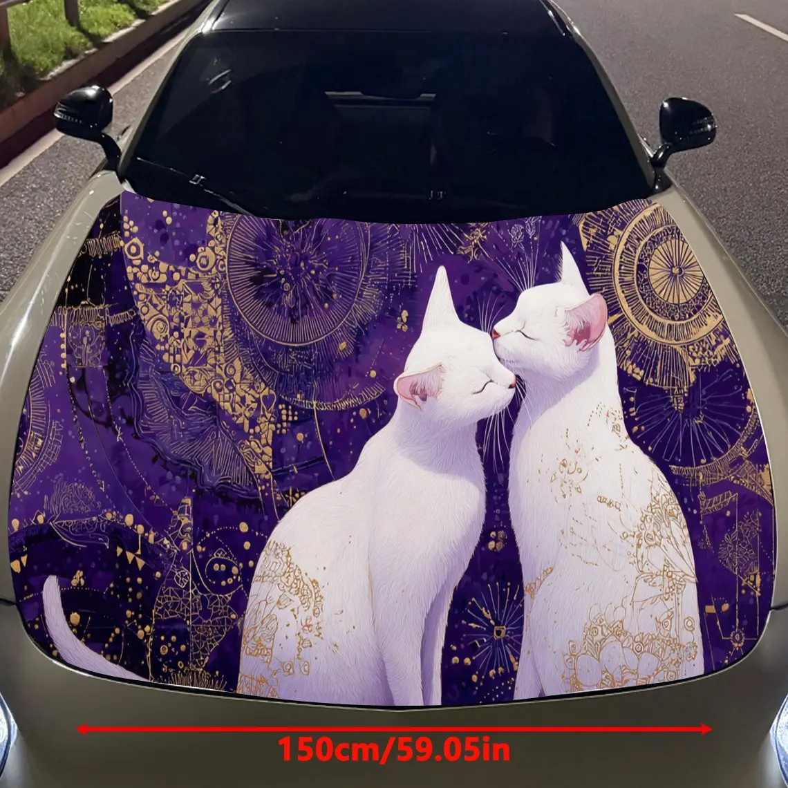 Divination Star Chart Element: White Cat Car Hood Vinyl Stickers Car Surface Protection Decal Car Decoration Cover Vinyl Wraps W