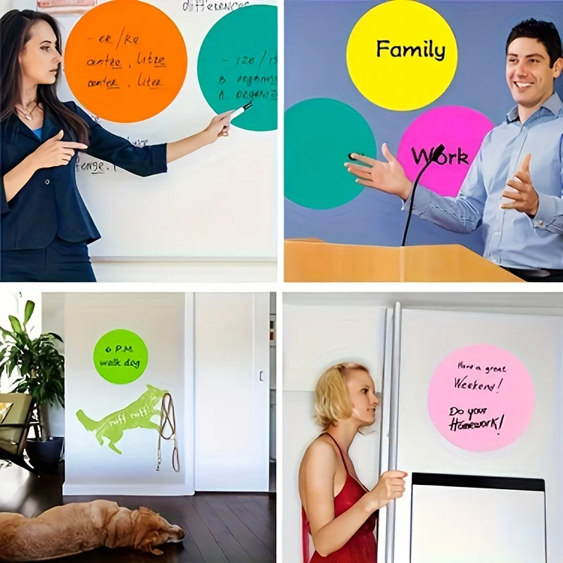 8 قطع من دوائر السبورة البيضاء القابلة للإزالة والمسح الجاف - ملصقات PVC متعددة الاستخدامات للفصول الدراسية والمكاتب والمنازل والجدران والثلاجات والنوافذ