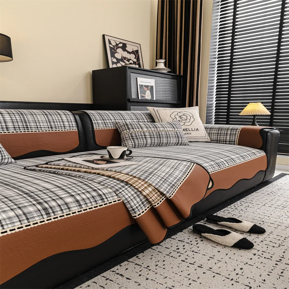 Sofa cushion 2025 new style imitation cotton and linen all-season anti-slip cross-border sofa cover full-cover sofa scarf