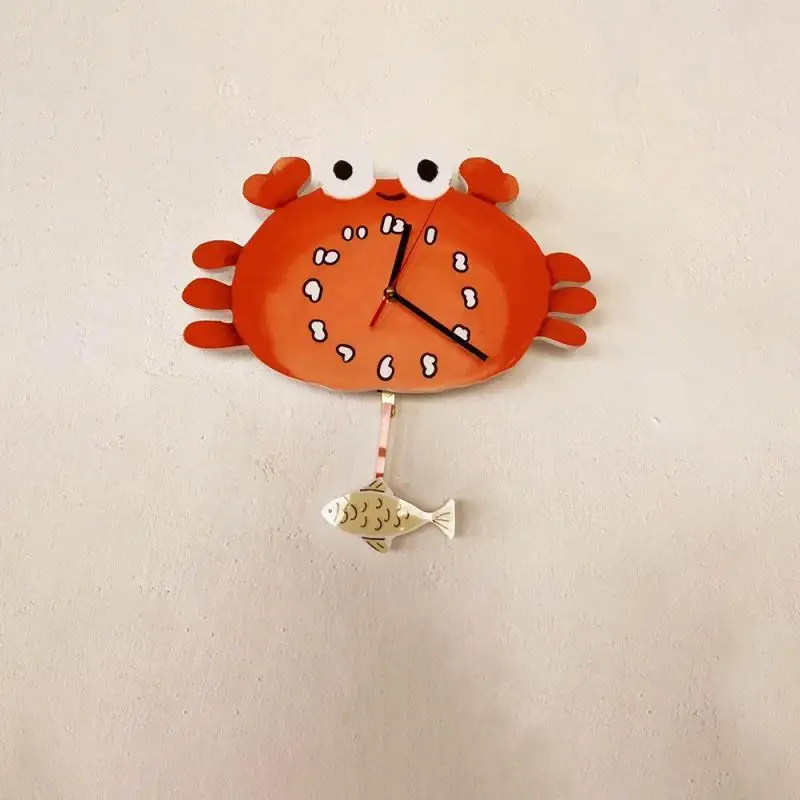 

Cute Cartoon Crab Wall Clock - Creative Swinging Silent Design, A Fun and Simple Clock, Suitable for Children's Rooms Wall Clock