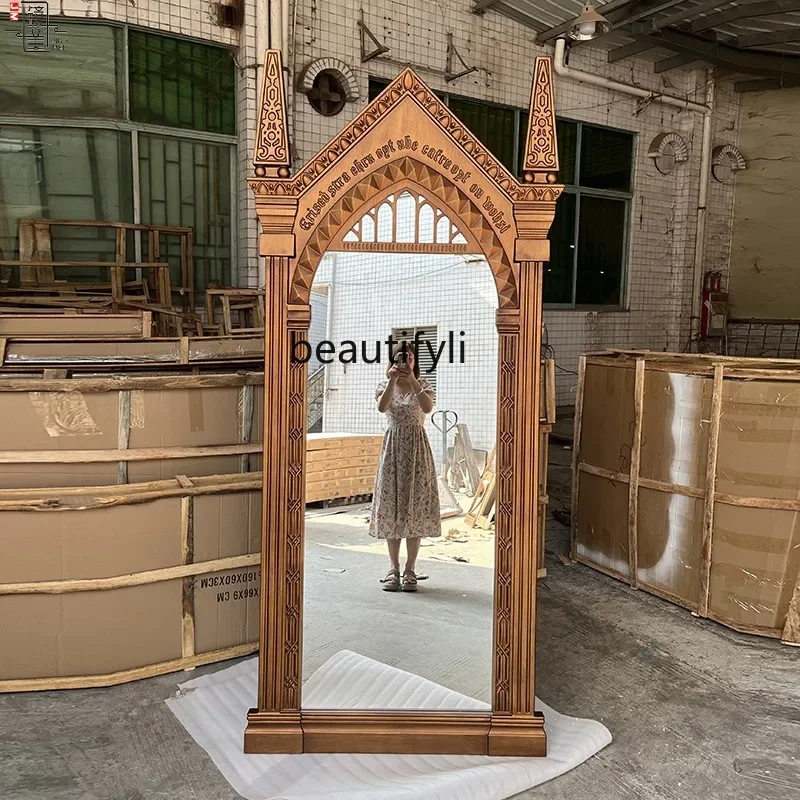 

American Retro Full-Length Mirror Magic Mirror Floor Living Room Middle Ancient Decorative Mirror living room decoration