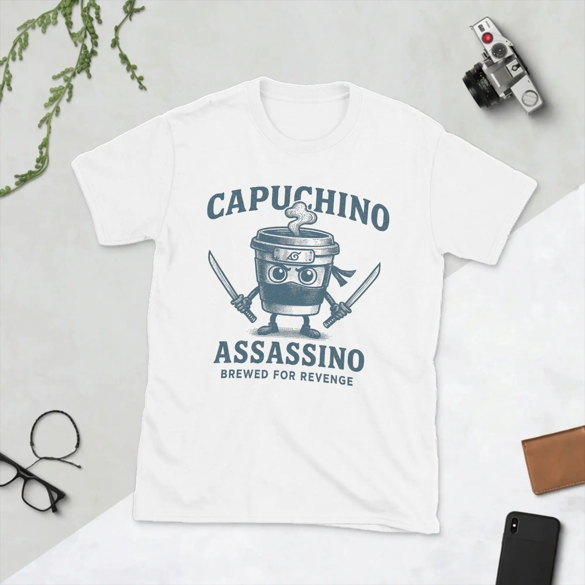 Cappuchino Assassino Brewed for Revenge Italian Brainrot T-Shirts Men  Cotton Tee Shirt Short Sleeve T Shirt Graphic Clothes