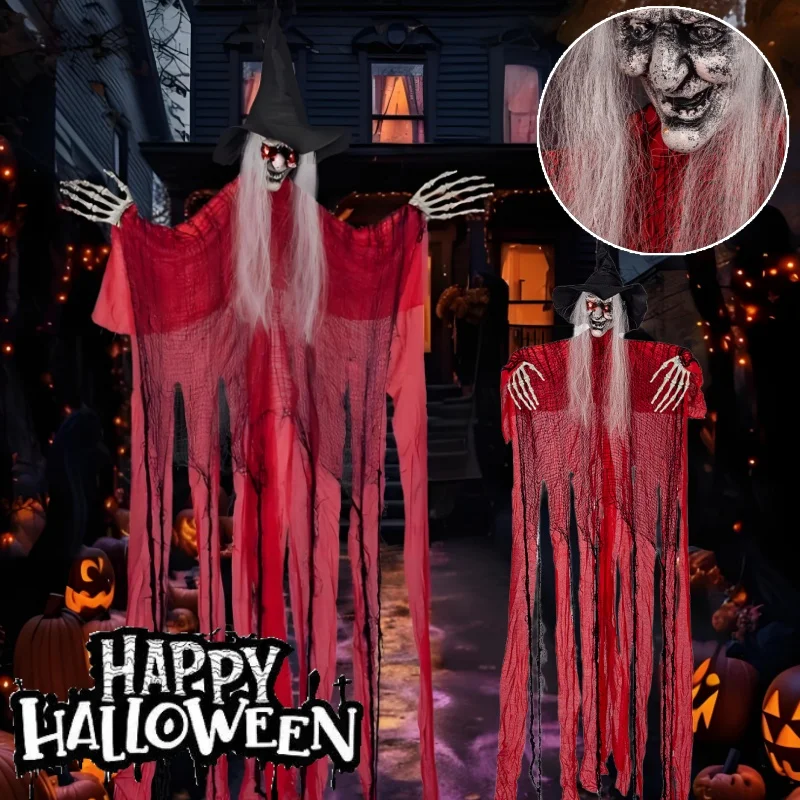 

Страшный подвесной декор ведьмы, украшения на Хэллоуин, говорящие на открытом воздухе, летающий звук, активированные товары для вечеринок для дома с привидениями, сада