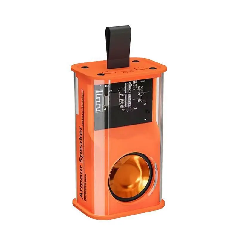 透明メカワイヤレス Bluetooth スピーカーポータブル小型ステレオサブウーファー K08 屋外ギフト FM ラジオ TF TWS 相互接続