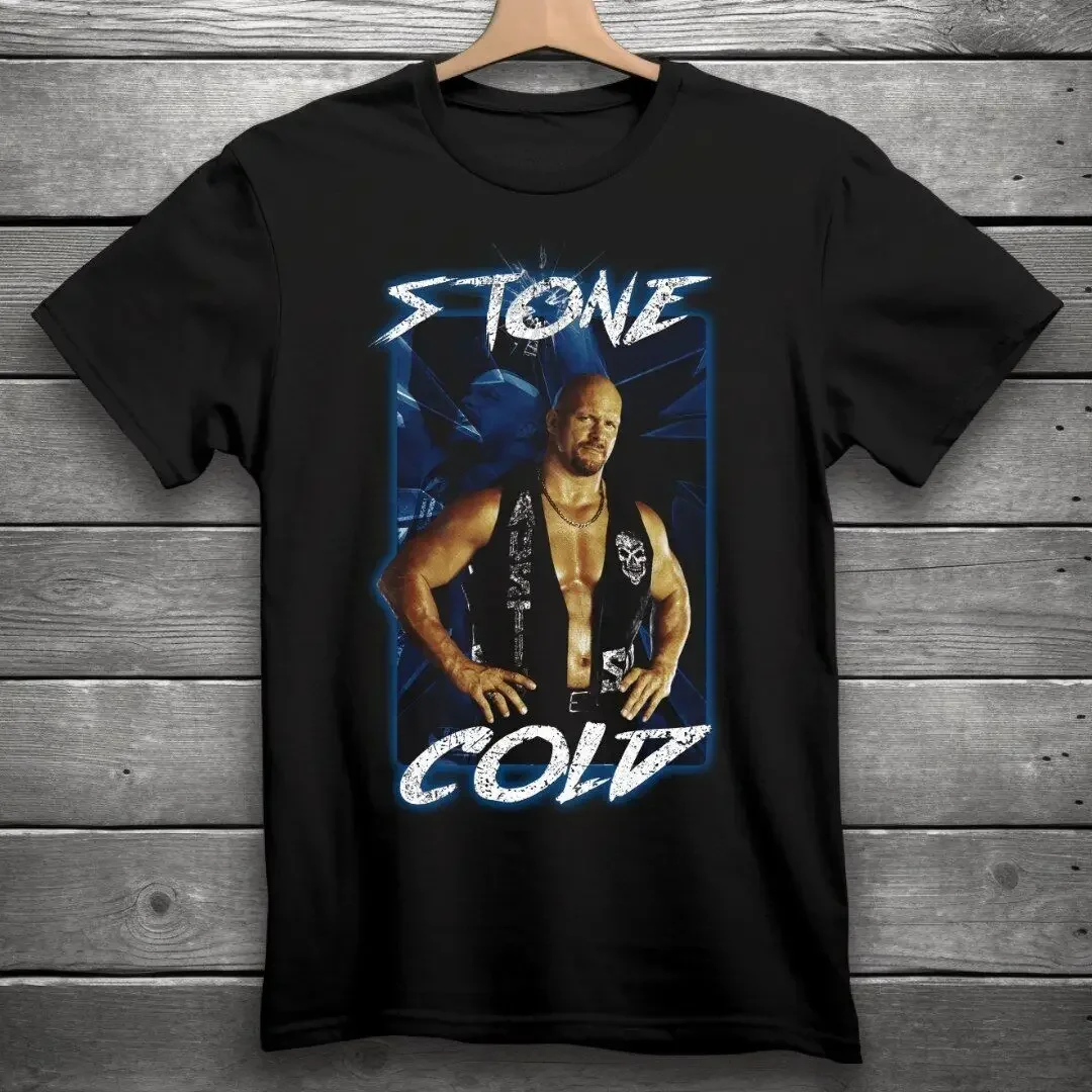 

Stone Cold Steve Austin Wrestling T-Shirt Black WWE Causal Round Neck Fashion Streetwear Clothing