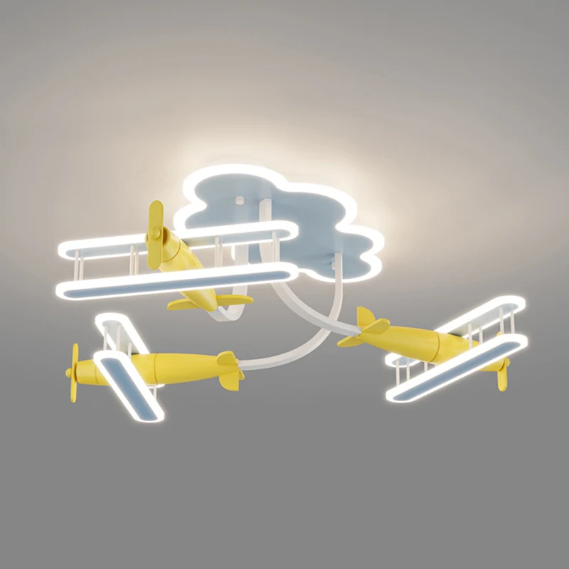 Flugzeug Lampen Cartoon Flugzeug Kronleuchter Licht für Kinderzimmer Schlafzimmer Junge Mädchen Kindergarten Decken leuchte Fernbedienung