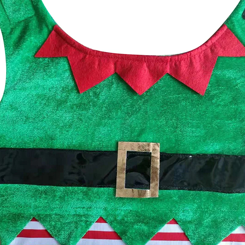 Pet Christmas Outfit Elf Costume Stripe Vest with Light Cosplay Clothes for Dog Cat Party Decoration Supplies