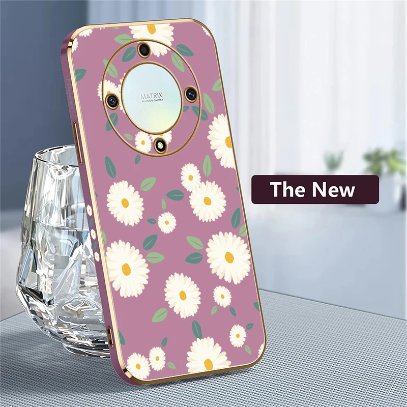 Custodia per telefono in TPU placcatura antiurto per Huawei Honor X9B X40 X7A X7B X8 4G 5G X8B X50i X20 X6A X7 Cover con stampa floreale floreale floreale