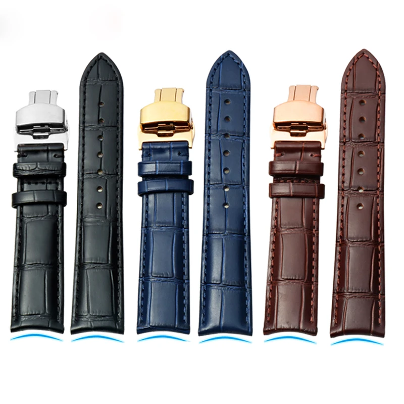 

Genuine Leather Watch Band Blue Cow Leather For Rossini Vacheron Constantin Citizen Mido Seiko Tissot Watch Strap Men 20mm 22mm