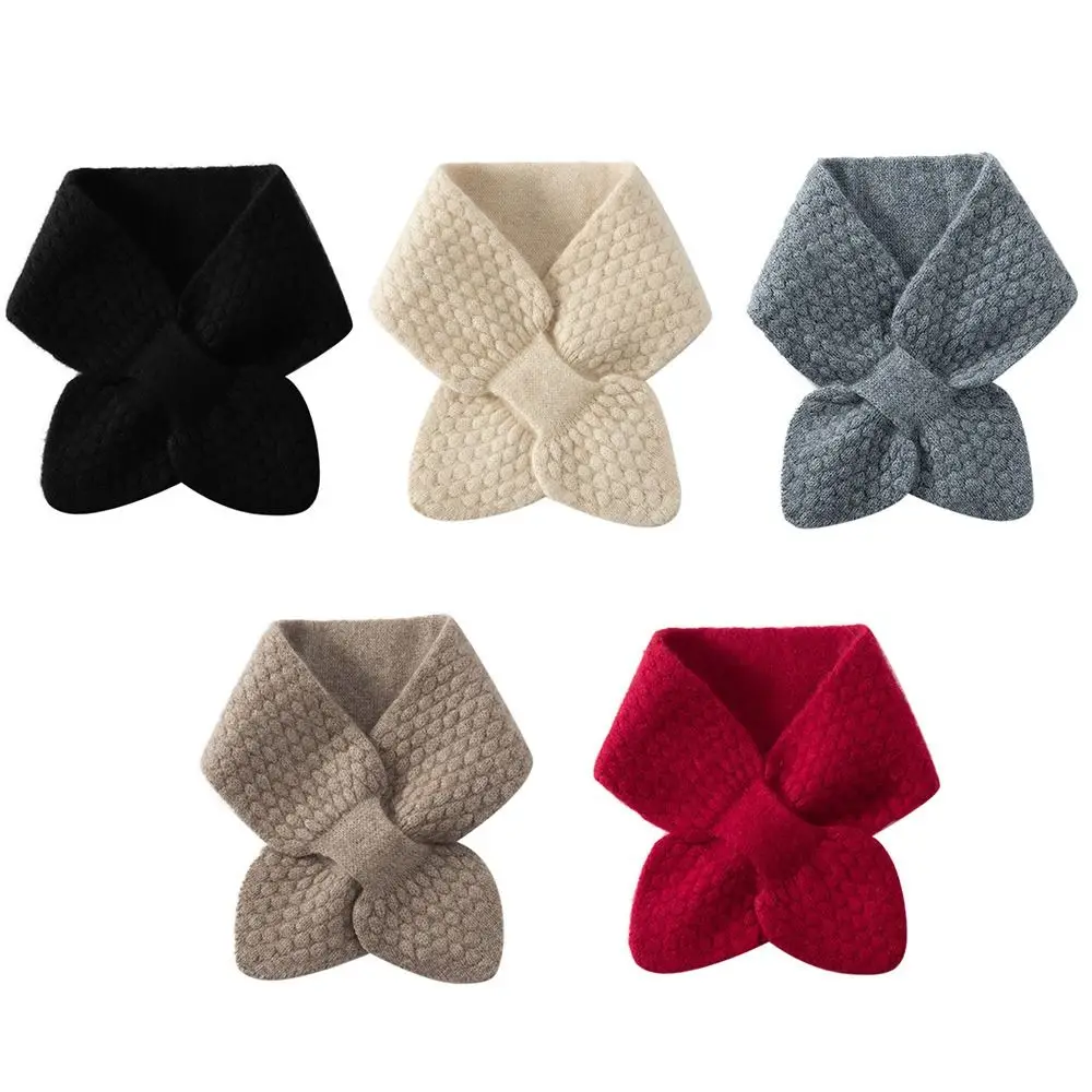 

Fake False Collar Bib Thermal Neck Warmer Scarf Windproof Thickening Cross Knitted Scarf Snap Fastener Snood Cowl Tube Unisex