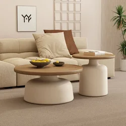 ‌Coffee Table - Minimalist Cream Rustic Style Living Room Table, Modern Aesthetic End Table for Home Decor Foldable