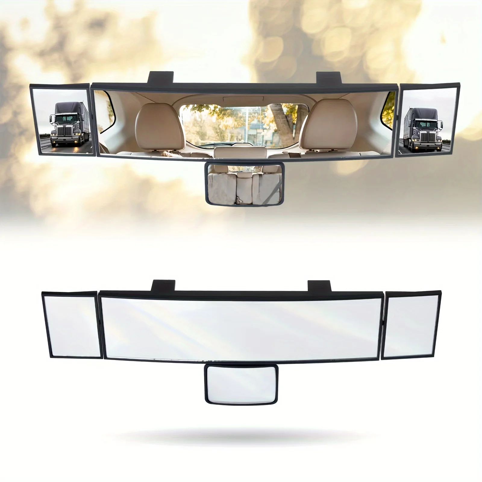 Quadruple Folding Car Mirror - Wide-Angle Vision, Swivel & Adjust for Safety, Convenience & Enhanced Visibility - Secure Lock