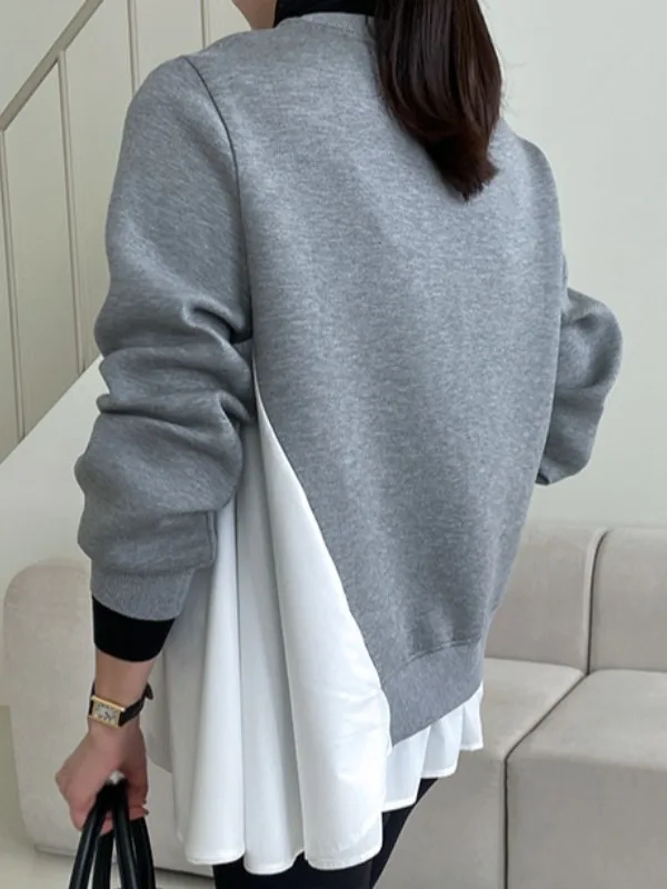 Thiened Patchwork rétro Sweat polyvalent Dongda Gate INS petite ence trajet Sle Long Sve col haut à capuche