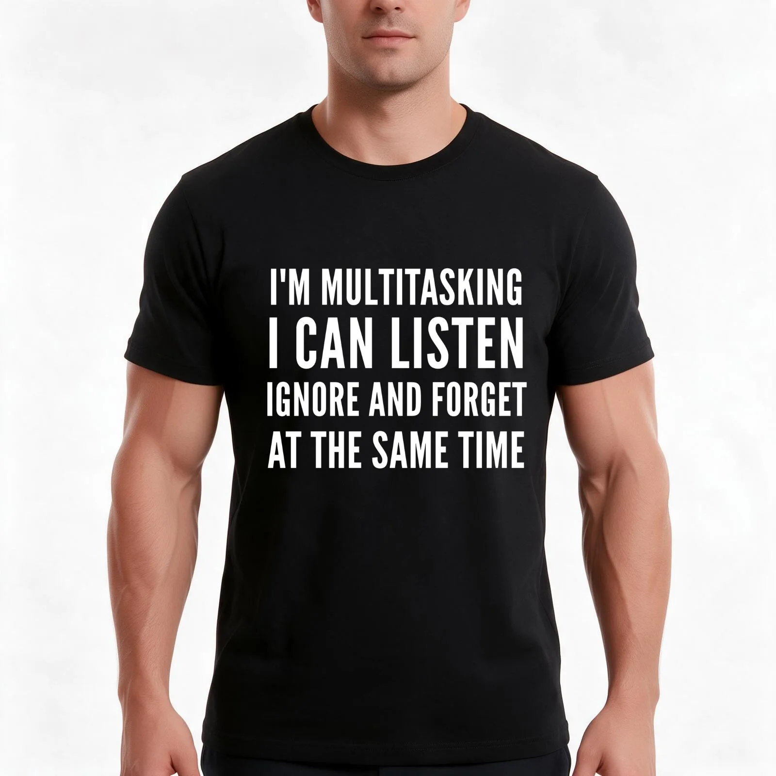 I'm multitasking T-Shirt, Summer Casual Cotton Tee, Oversized Streetwear Tops, Vintage Graphic Print, Loose Fit Short Sleeve