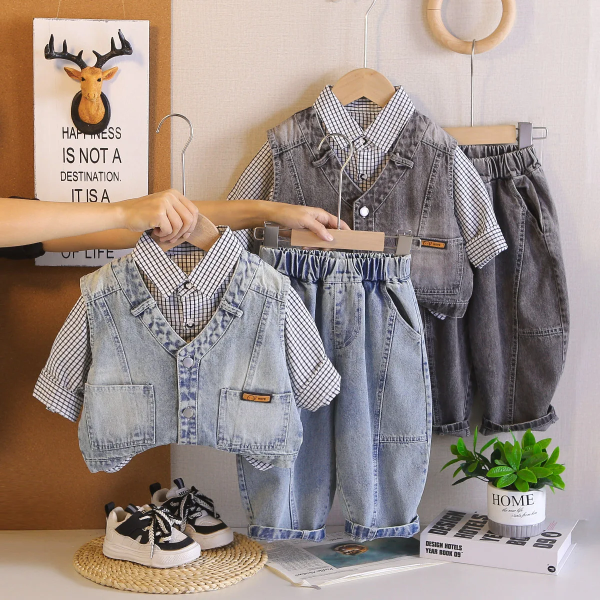 

Комплекты одежды для мальчиков Весна-Осень 2026: джинсовый жилет, рубашка, брюки (3 предмета) – повседневный костюм для малышей, детские спортивные костюмы, наряды для малышей