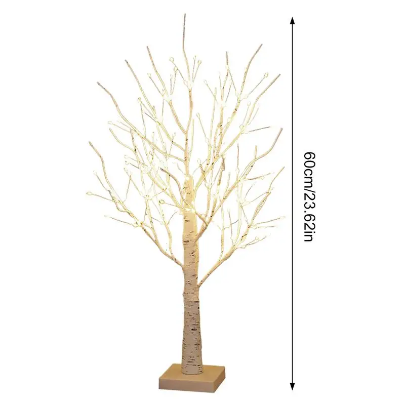 Lighted Birch Tree Warm Fairy Lighted White Birch Tree With 144 LEDs 60cm Mini Christmas Decor Tabletop DIY Artificial Tree