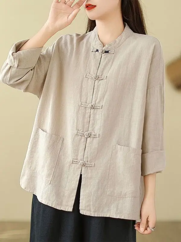 

Новый китайский женский льняной тюнет, весна-осень 2029, хлопково-льняной чайный сервиз, комплект из двух предметов для ремонта дзен, национальный сле