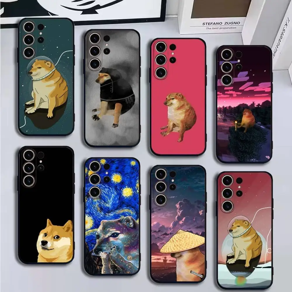 

Cheems Shiba Inu Doge Phone Case For SamsungS25,24,21,22,23,30,Ultra,20,Plus,Fe,Lite,Note,10,9,Soft Black Cover