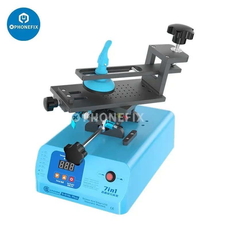 SUNSHINE S-918L Plus 7 in 1 Screen Separating Tool with Suction Cup Flat/Edge Screen Heating Separator for Phone LCD Removing