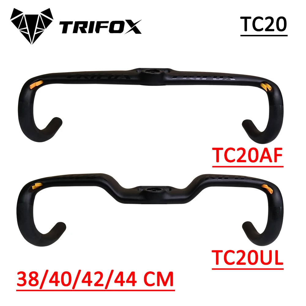 TRIFOX Road Bike Handlebar Carbon Fiber Aero Bicycle Handlebar TC20 Garmin Bryton Suitable Aerofoil & Uplift Size 38/40/42/44cm Available 31.8mm  Drop 91.6mm Reach 80.3mm