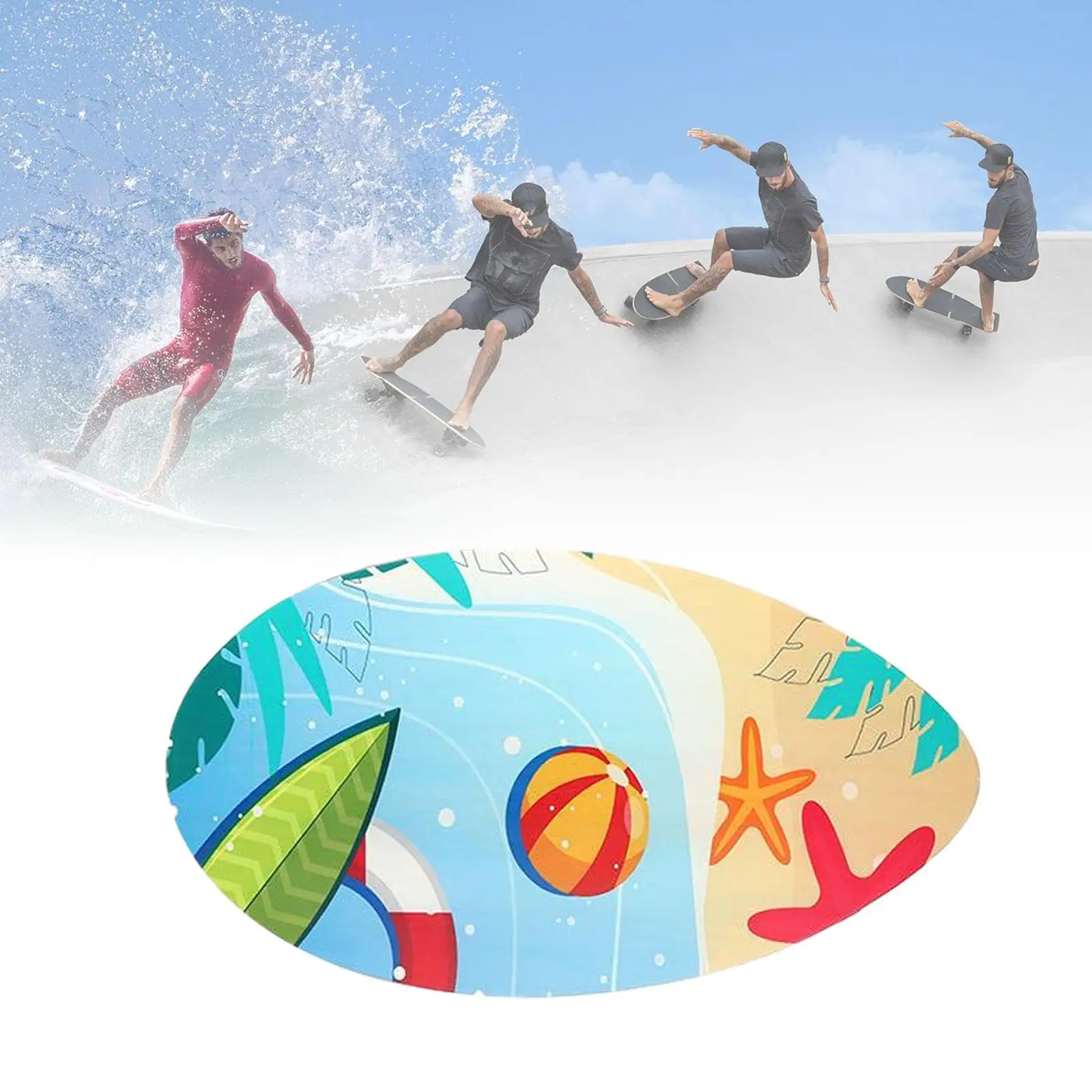 

Cartoon Printed Skimboard Surf Board Skimboarding Stand up Beach Toy Small Surfboard Beach Sand Sliding for Kids Adults Teens