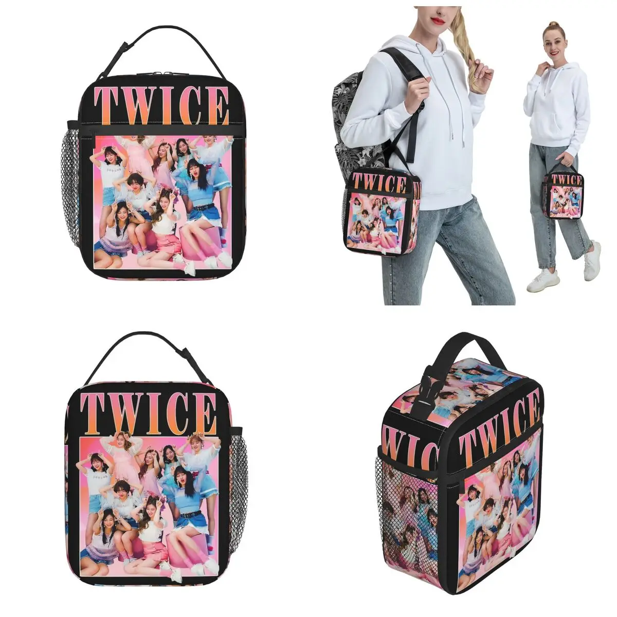 Kpop Cantor Isolado Lunch Bag, Kpop Food Storage Box, Refrigerador portátil, Lancheira Térmica para Piquenique, Duas vezes Grupo Meninas