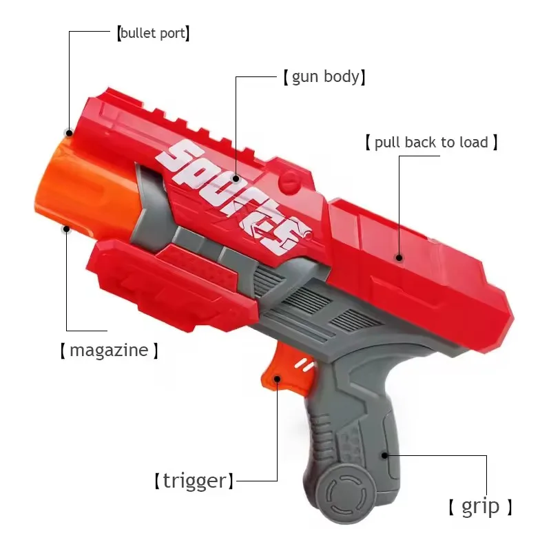 Bambini Proiettili morbidi Pistole Giocattoli Air Powered Sicurezza Eva Pistole a proiettile morbide Freccette Airsoft Foro cavo Testa Schiuma Dardo Tiro Pistole giocattolo