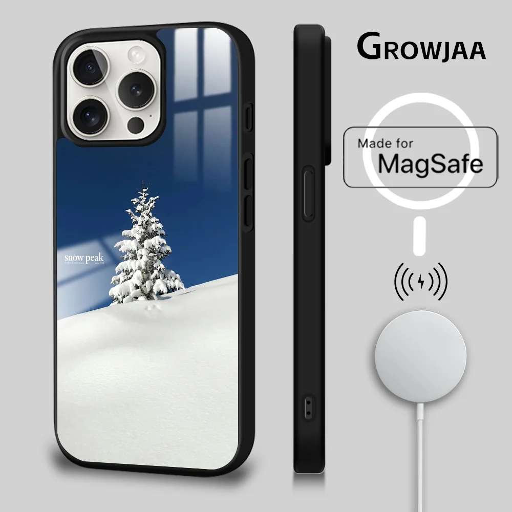 

Luxury S-Snow P-Peak Outdoor Phone Case Magnetic For iPhone 16 15 14 13 12 11 Pro Max Plus Mini Magsafe Wireless Charging Cover