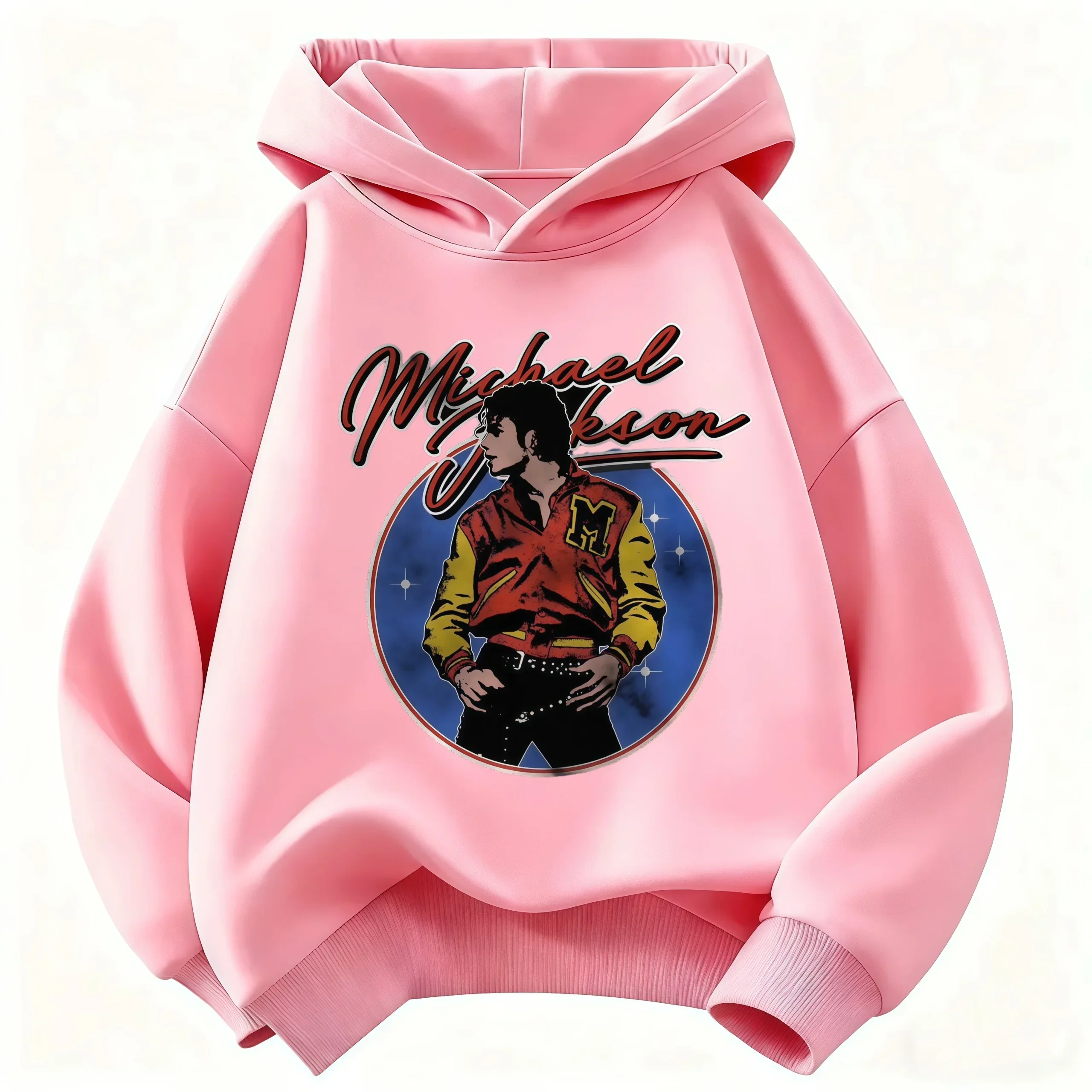 Neuer Kinder-Kapuzenpullover mit Michael-Jackson-Retro-Schriftzug-Druck, Pullover für Jungen und Mädchen, lässiger Vintage-Mode-Hoodie – Detail 5
